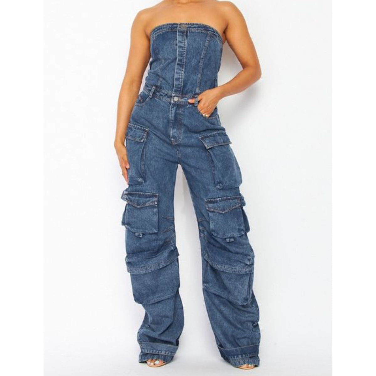 Cargo Denim Jumpsuit